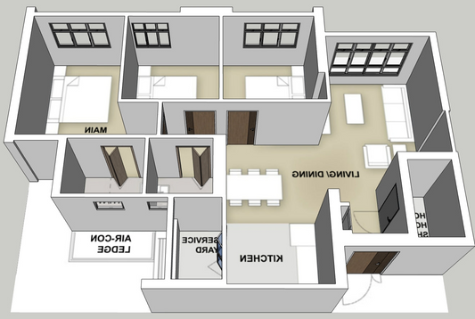 Woodgrove Edge 4-room mirror